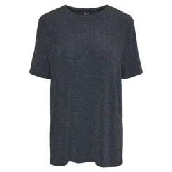 PIECES Tee shirt Lina pailleté loose lurex Femme BLEU FONCE Discount