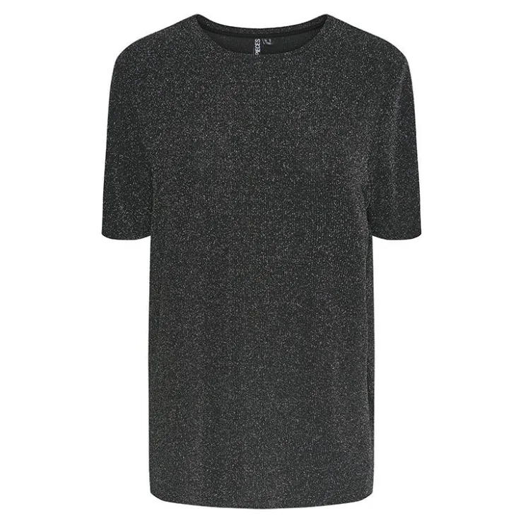 PIECES Tee shirt Lina pailleté loose lurex Femme NOIR Hot