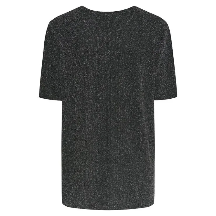 PIECES Tee shirt Lina pailleté loose lurex Femme NOIR Hot