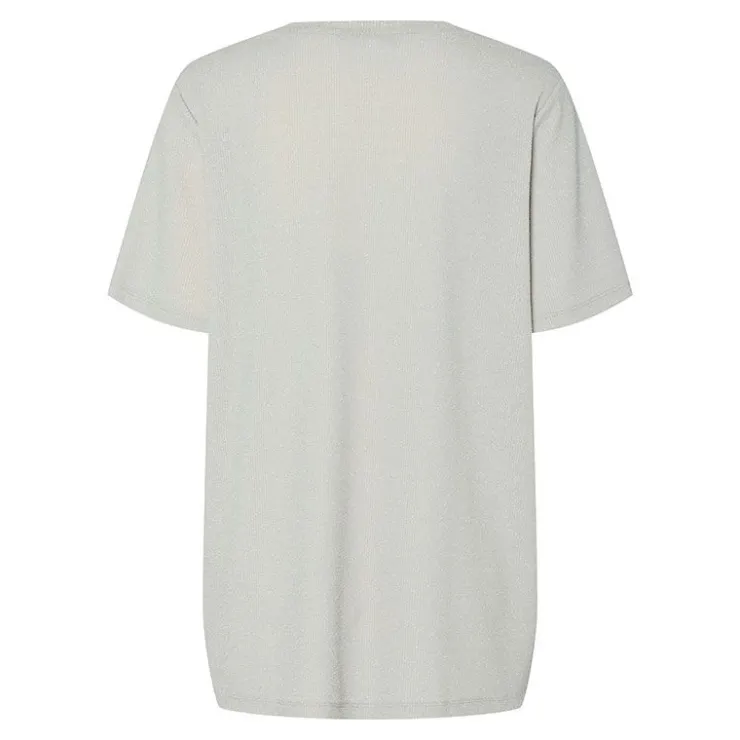 PIECES Tee shirt Lina pailleté loose lurex Femme GRIS CLAIR New