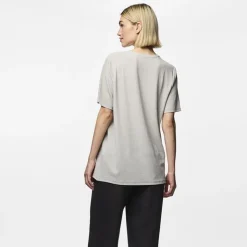 PIECES Tee shirt Lina pailleté loose lurex Femme GRIS CLAIR New