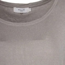 DEELUXE 74 Tee shirt liseré doré fluide à manches courtes Femme KAKI Hot