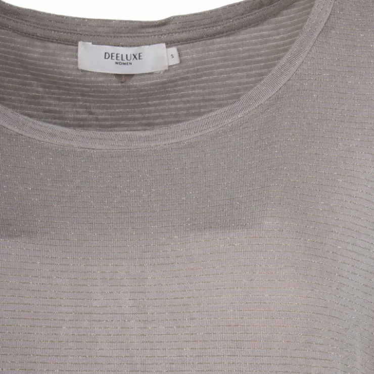 DEELUXE 74 Tee shirt liseré doré fluide à manches courtes Femme KAKI Hot