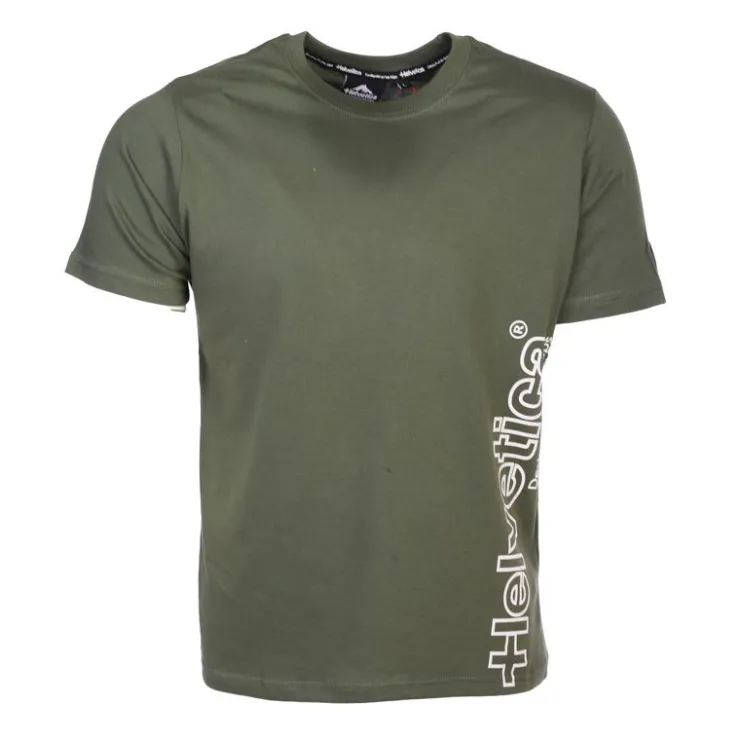 HELVETICA Tee shirt logo côté Homme KAKI Clearance