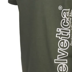 HELVETICA Tee shirt logo côté Homme KAKI Clearance
