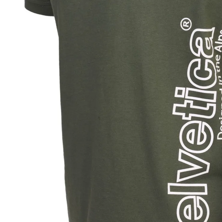 HELVETICA Tee shirt logo côté Homme KAKI Clearance