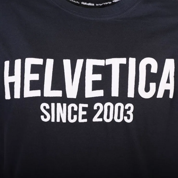 HELVETICA Tee shirt logo imprimé Homme BLEU FONCE Hot