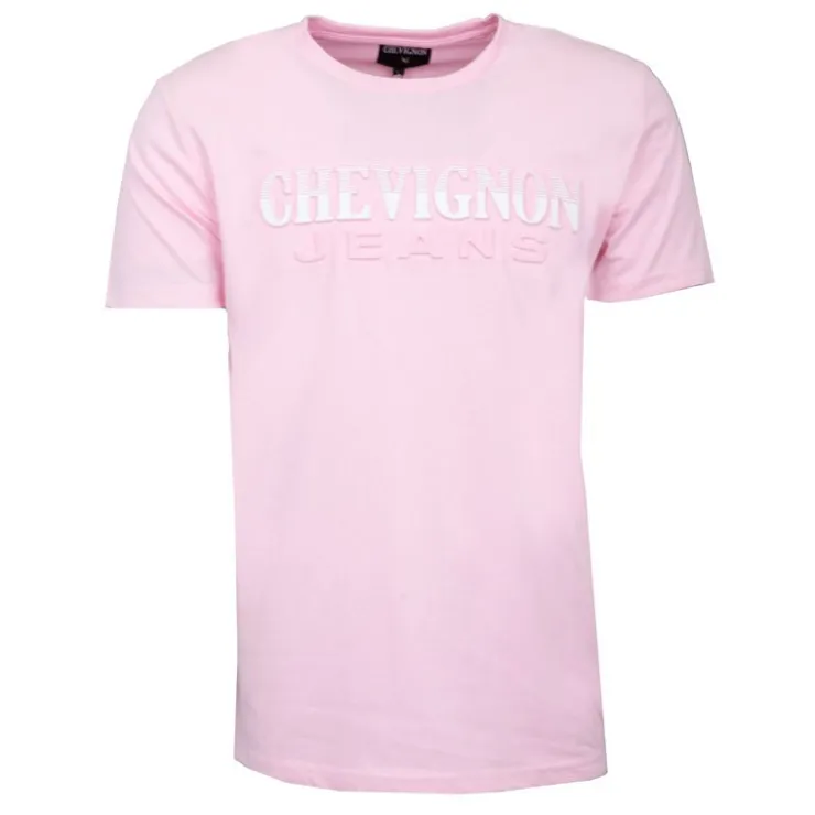 CHEVIGNON Tee shirt logo rayé en coton Homme ROSE Outlet