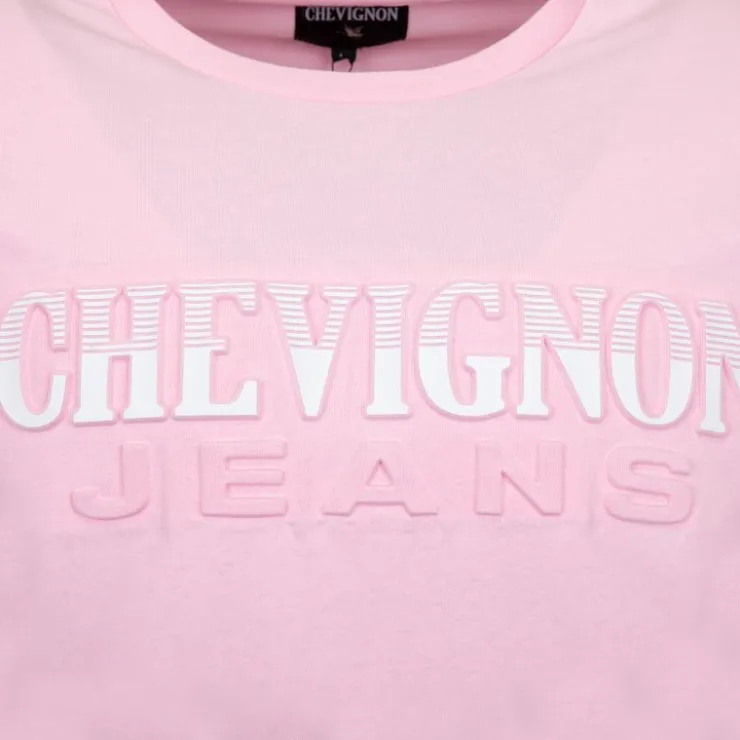 CHEVIGNON Tee shirt logo rayé en coton Homme ROSE Outlet