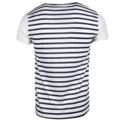 BLAGGIO Tee shirt macnhes courtes marinière mupy Homme BLANC Sale