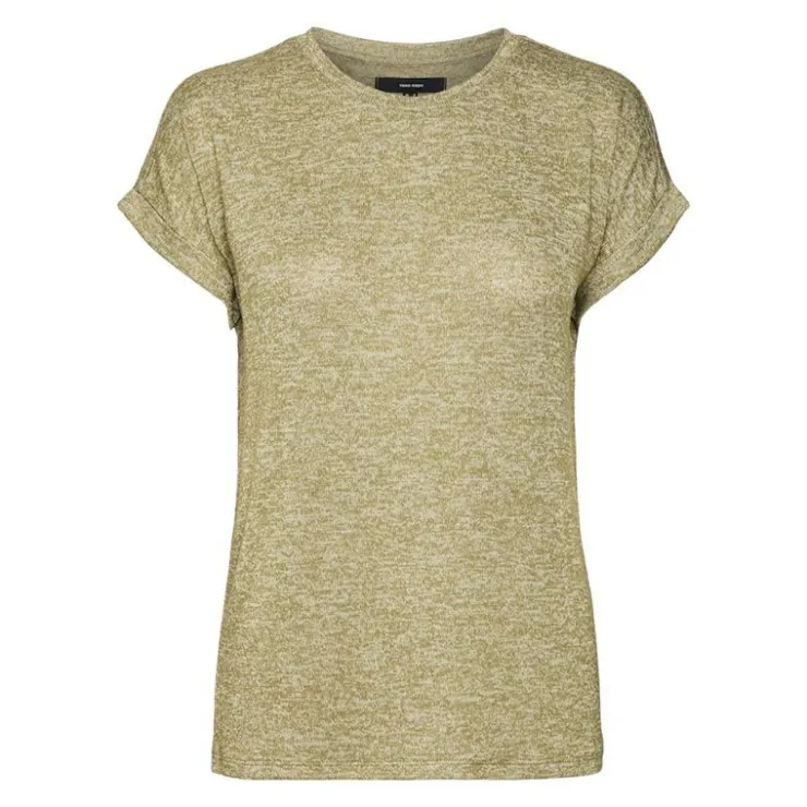 VERO MODA Tee shirt maille chiné Brianna manches retroussées Femme KAKI Hot