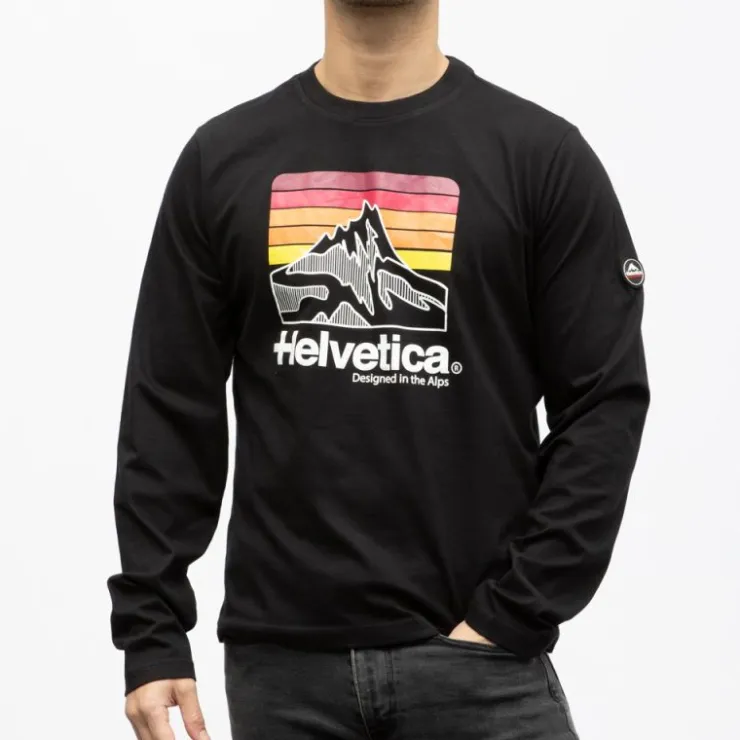 HELVETICA Tee shirt manche longue monaco Homme NOIR Hot
