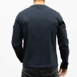 HELVETICA Tee shirt manche longue monaco Homme BLEU FONCE Outlet