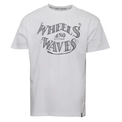 WHEELS AND WAVES Tee shirt manches courtes imprimé manuscript blau marine Homme BLANC Clearance