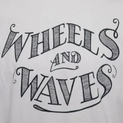 WHEELS AND WAVES Tee shirt manches courtes imprimé manuscript blau marine Homme BLANC Clearance