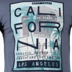 BLAGGIO Tee shirt manches courtes imprime coton doux Californie martial assor 24 Homme BLEU Clearance