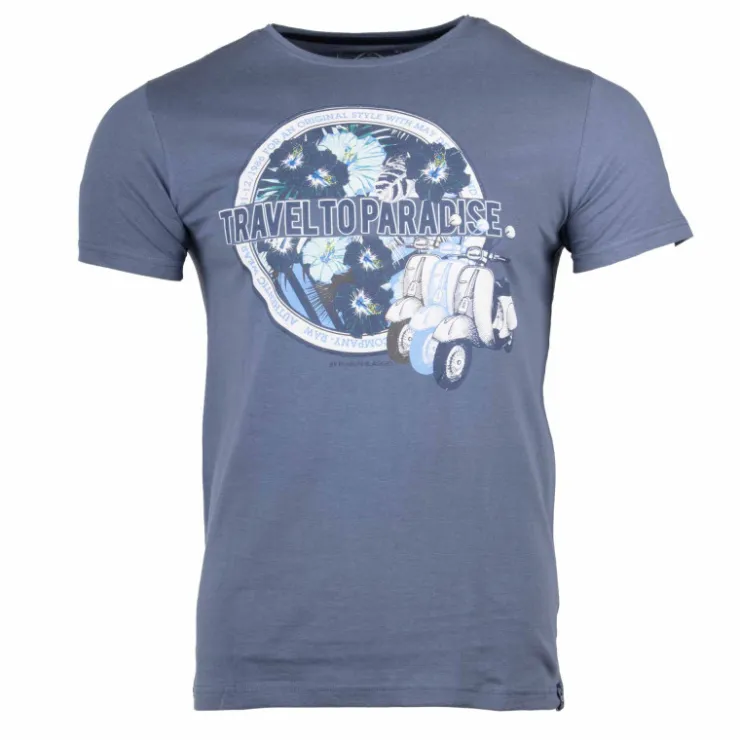 BLAGGIO Tee shirt manches courtes imprime coton doux Paradise margot assor 24 Homme BLEU Clearance