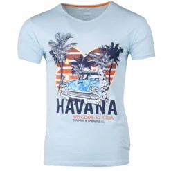 BLAGGIO Tee shirt manches courtes imprime coton doux Cuba molly assor 24 Homme BLEU CLAIR Online
