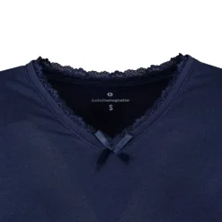 LULU CASTAGNETTE Tee shirt manches courtes col V dentelles lona Femme BLEU FONCE Best