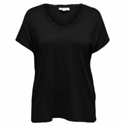 ONLY CARMAKOMA Tee shirt manches courtes col rond dentelle uni Femme NOIR Hot