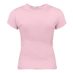 LULU CASTAGNETTE Tee shirt manches courtes col V dentelles lona Femme ROSE CLAIR New
