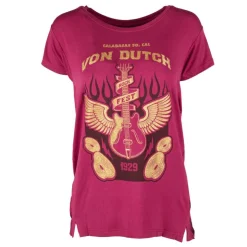 VON DUTCH Tee shirt manches courtes rock Femme BORDEAUX Hot