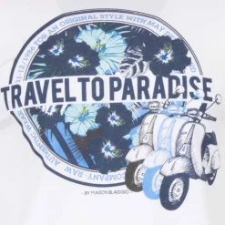 BLAGGIO Tee shirt manches courtes imprime coton doux Paradise margot assor 24 Homme BLANC Outlet