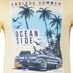 BLAGGIO Tee shirt manches courtes imprime coton doux Los Angeles mao assor 24 Homme JAUNE Sale