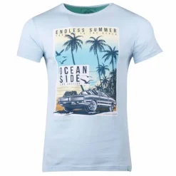 BLAGGIO Tee shirt manches courtes imprime coton doux Los Angeles mao assor 24 Homme BLEU CLAIR Hot