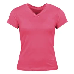 LULU CASTAGNETTE Tee shirt manches courtes col V dentelles lona Femme ROSE