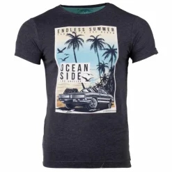 BLAGGIO Tee shirt manches courtes imprime coton doux Los Angeles mao assor 24 Homme GRIS FONCE New