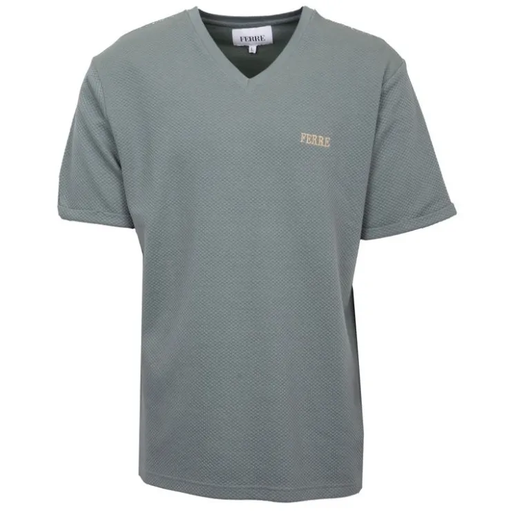 GIANFRANCO FERRE Tee shirt manches courtes col V texturé avec logo Homme VERT Clearance