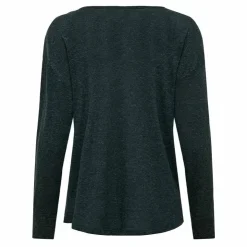 ONLY Tee shirt manches longues col rond maille fine Femme VERT FONCE