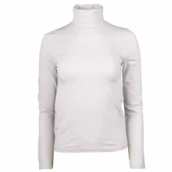 CALVIN KLEIN Tee shirt manches longues col roulé logo 95% coton Femme GRIS CLAIR