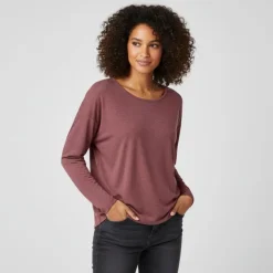 ONLY Tee shirt manches longues col rond maille fine Femme ROSE Online