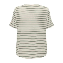 ONLY Tee shirt Manu rayé col v maille Femme VERT CLAIR Discount