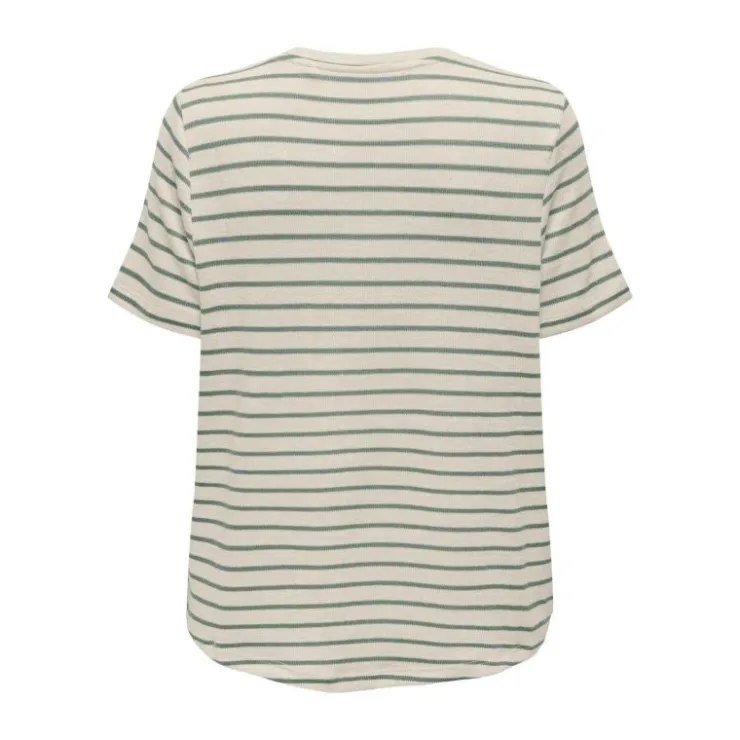 ONLY Tee shirt Manu rayé col v maille Femme VERT CLAIR Discount