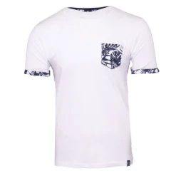 BLAGGIO Tee shirt melzac manches à revers imprimé tropical Homme BLANC Best