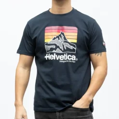 HELVETICA Tee shirt monaco coton Homme BLEU FONCE