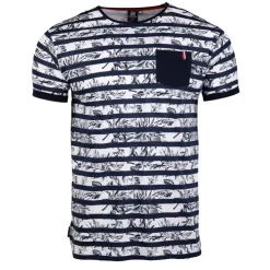 BLAGGIO Tee shirt motif marinière manches courtes mauricio Homme BLEU FONCE