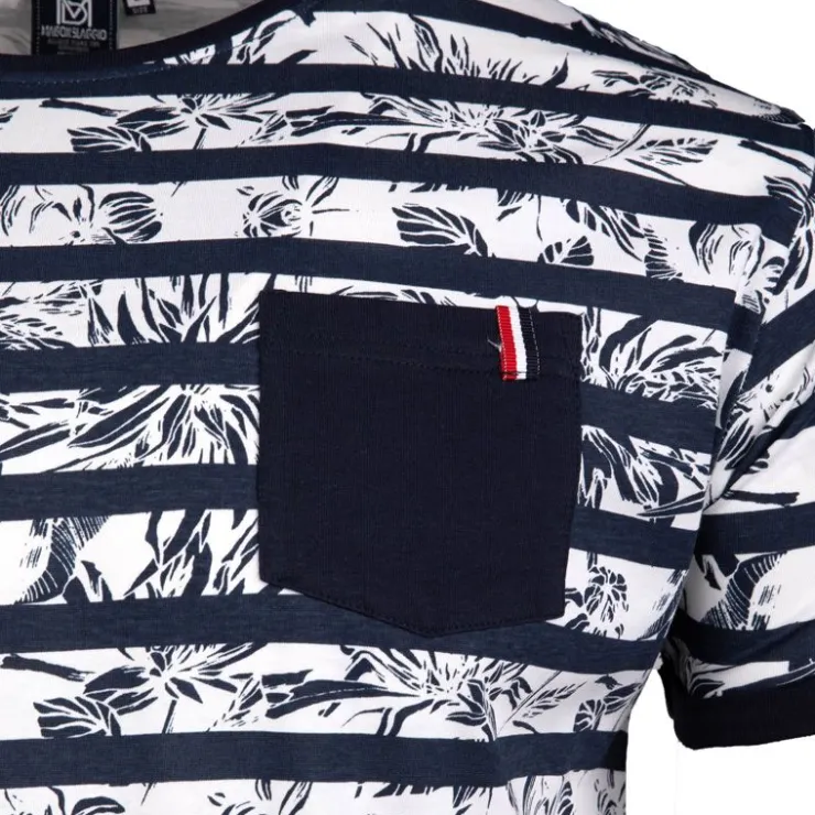 BLAGGIO Tee shirt motif marinière manches courtes mauricio Homme BLEU FONCE