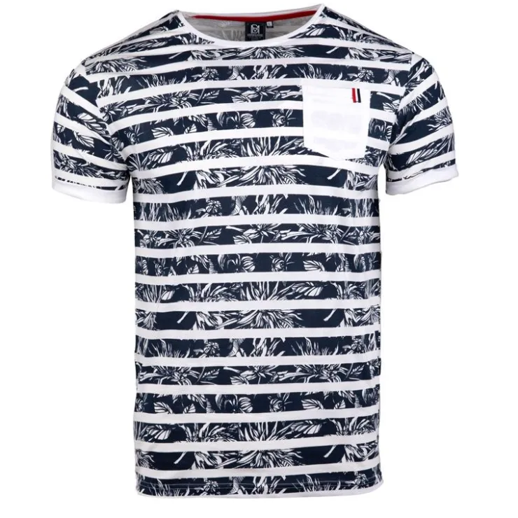 BLAGGIO Tee shirt motif marinière manches courtes mauricio Homme BLANC Sale