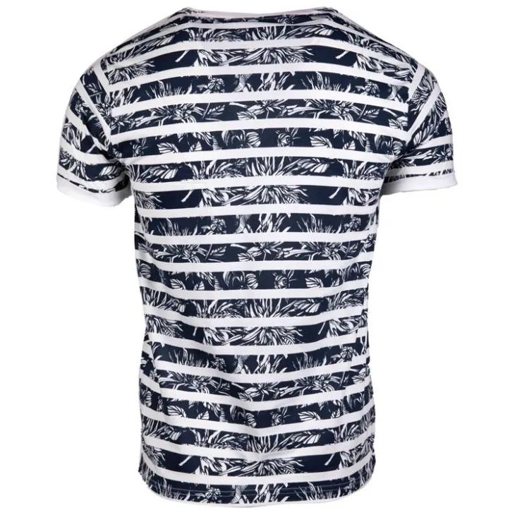 BLAGGIO Tee shirt motif marinière manches courtes mauricio Homme BLANC Sale