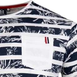 BLAGGIO Tee shirt motif marinière manches courtes mauricio Homme BLANC Sale