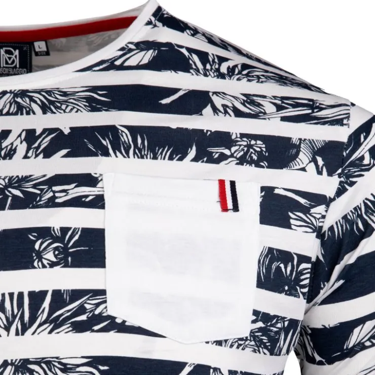 BLAGGIO Tee shirt motif marinière manches courtes mauricio Homme BLANC Sale