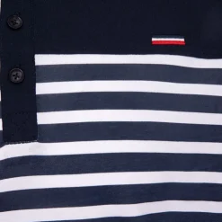 BLAGGIO Tee shirt murphy marinière avec col boutonné Homme BLEU FONCE Hot