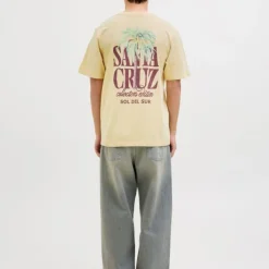 JACK & JONES Tee shirt mykonos italian straw col rond Homme JAUNE Hot