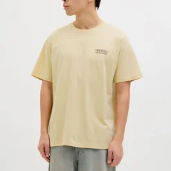 JACK & JONES Tee shirt mykonos italian straw col rond Homme JAUNE Hot