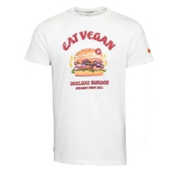 DEELUXE 74 Tee shirt natural burger Eat Vegan Homme BLANC Hot