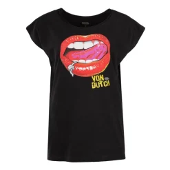 VON DUTCH Tee shirt imprimé lèvres devant Femme NOIR Hot